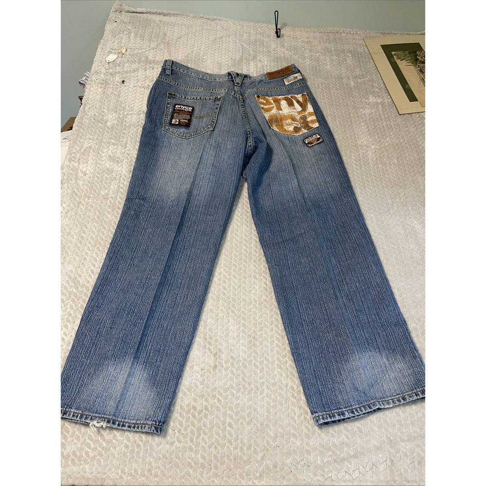 Vtg Y2K Enyce Faded Blue Embroidered Baggy Jeans Size 38 X 29Skater Hip hop
